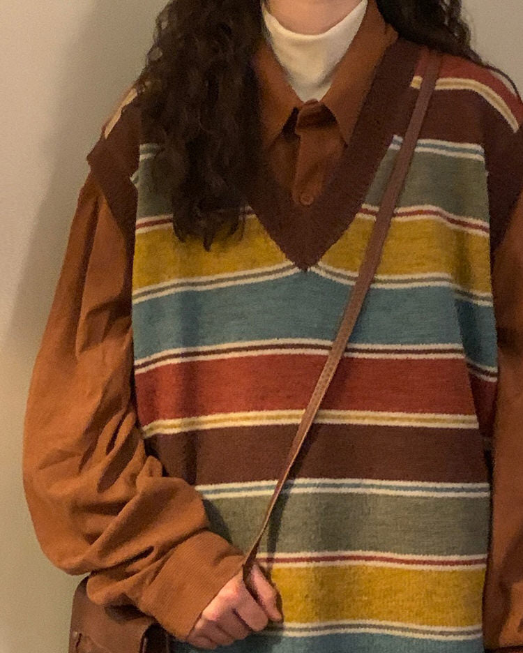 Cute Everyday Outfits, Outfit Inspo Casual Prep School Striped Knit Vest Cute Everyday Outfits, Outfit Inspo Casual Prep School Striped Knit Vest