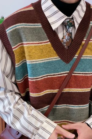 Cute Everyday Outfits, Outfit Inspo Casual Prep School Striped Knit Vest