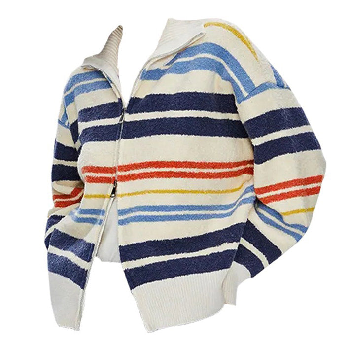 Cute Everyday Outfits, Outfit Inspo Casual Prep School Striped Zip Up Long Sleeve