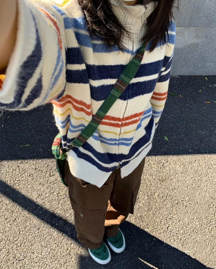 Cute Everyday Outfits, Outfit Inspo Casual Prep School Striped Zip Up Long Sleeve Cute Everyday Outfits, Outfit Inspo Casual Prep School Striped Zip Up Long Sleeve