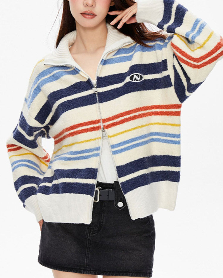 Cute Everyday Outfits, Outfit Inspo Casual Prep School Striped Zip Up Long Sleeve Cute Everyday Outfits, Outfit Inspo Casual Prep School Striped Zip Up Long Sleeve