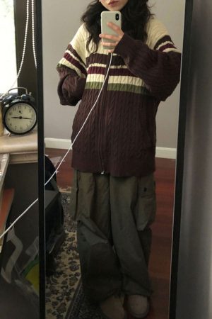 Cute Everyday Outfits, Outfit Inspo Casual Preppy Aesthetic Collar Striped Cardigan