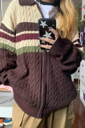 Cute Everyday Outfits, Outfit Inspo Casual Preppy Aesthetic Collar Striped Cardigan