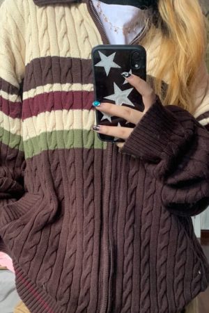 Cute Everyday Outfits, Outfit Inspo Casual Preppy Aesthetic Collar Striped Cardigan