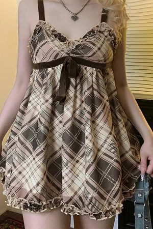 Cute Everyday Outfits, Outfit Inspo Casual Preppy Aesthetic Plaid Mini Tank Dress