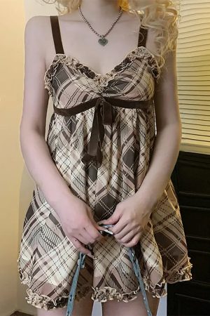 Cute Everyday Outfits, Outfit Inspo Casual Preppy Aesthetic Plaid Mini Tank Dress