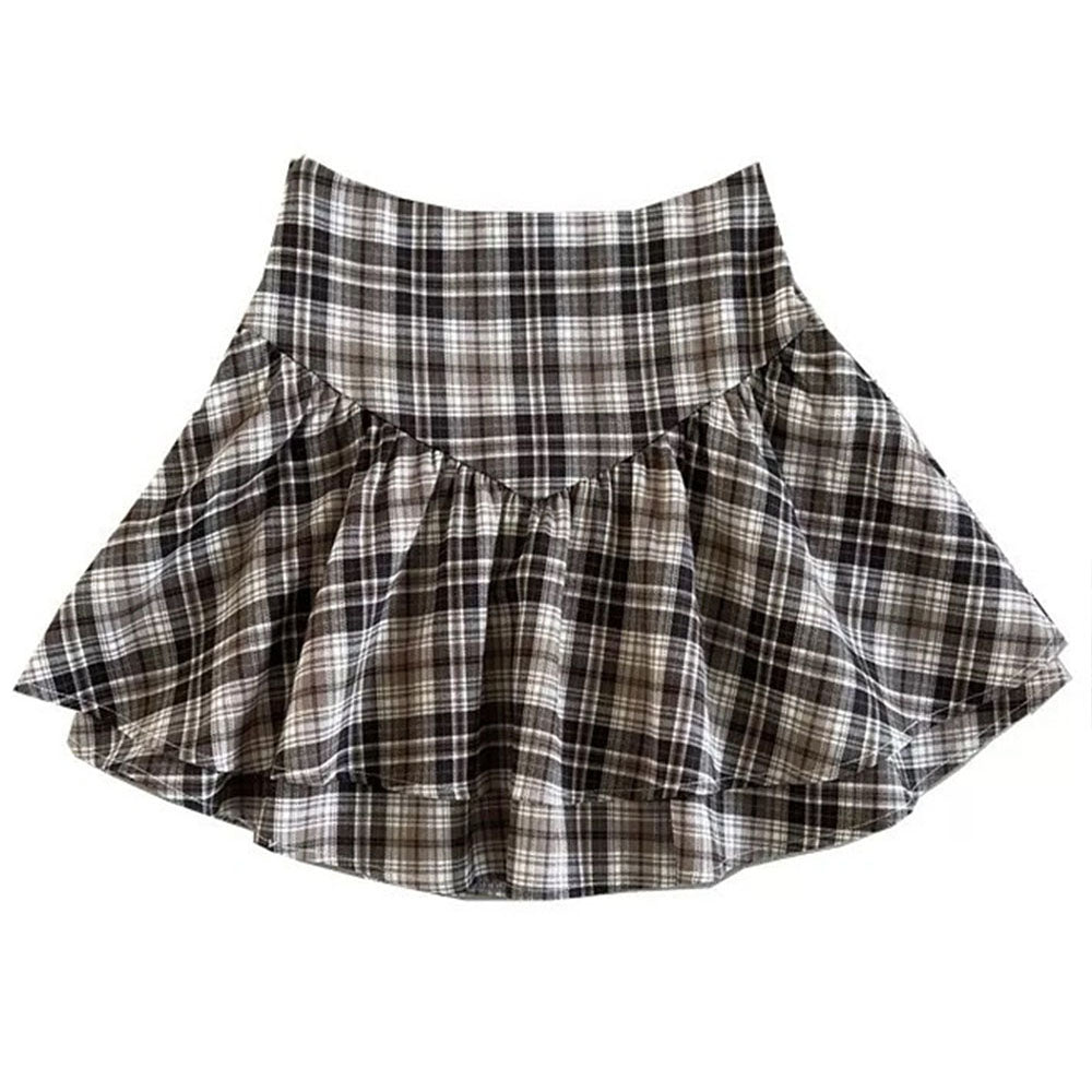 Cute Everyday Outfits, Outfit Inspo Casual Preppy Aesthetic Plaid Ruffle Mini Skirt