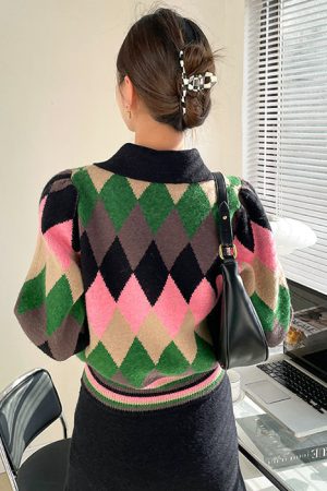 Cute Everyday Outfits, Outfit Inspo Casual Preppy Cat Argyle Collar Jumper