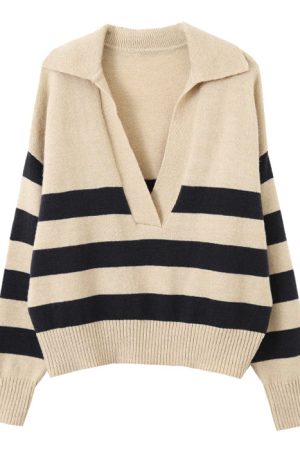 Cute Everyday Outfits, Outfit Inspo Casual Preppy Collar Striped Pullover