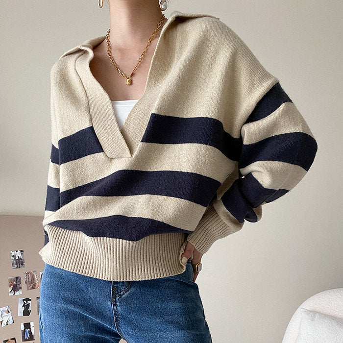 Cute Everyday Outfits, Outfit Inspo Casual Preppy Collar Striped Pullover Cute Everyday Outfits, Outfit Inspo Casual Preppy Collar Striped Pullover