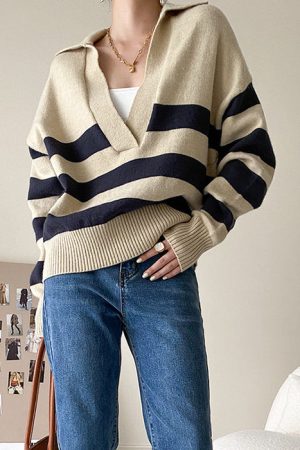 Cute Everyday Outfits, Outfit Inspo Casual Preppy Collar Striped Pullover