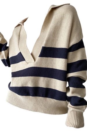 Cute Everyday Outfits, Outfit Inspo Casual Preppy Collar Striped Pullover