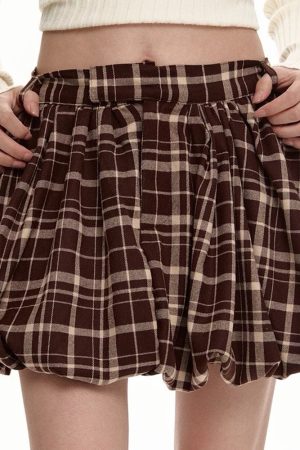 Cute Everyday Outfits, Outfit Inspo Casual Preppy Plaid Balloon Mini Skirt