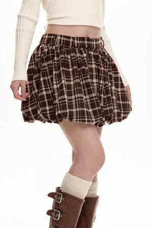 Cute Everyday Outfits, Outfit Inspo Casual Preppy Plaid Balloon Mini Skirt