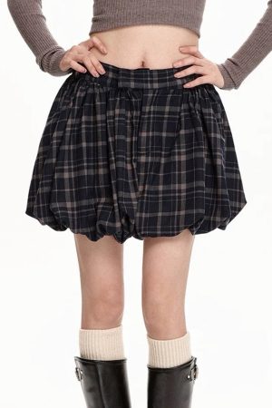 Cute Everyday Outfits, Outfit Inspo Casual Preppy Plaid Balloon Mini Skirt