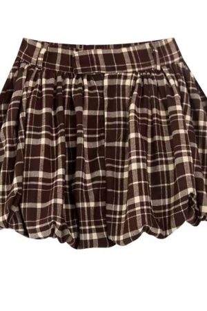 Cute Everyday Outfits, Outfit Inspo Casual Preppy Plaid Balloon Mini Skirt