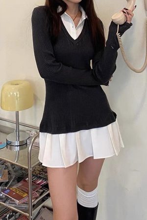 Cute Everyday Outfits, Outfit Inspo Casual Preppy Style Pleated Knit Dress