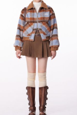 Cute Everyday Outfits, Outfit Inspo Casual Preppy Style Warm Checkered Jacket