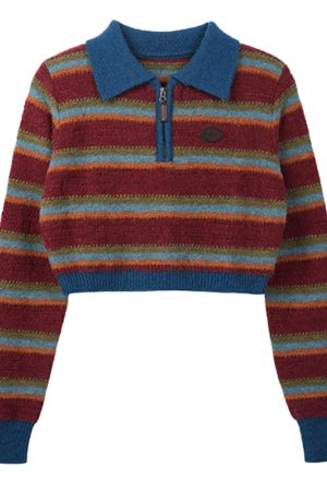 Cute Everyday Outfits, Outfit Inspo Casual Primary Colors Cropped Knit Sweater