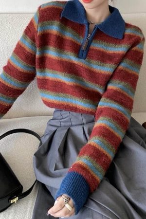 Cute Everyday Outfits, Outfit Inspo Casual Primary Colors Cropped Knit Sweater