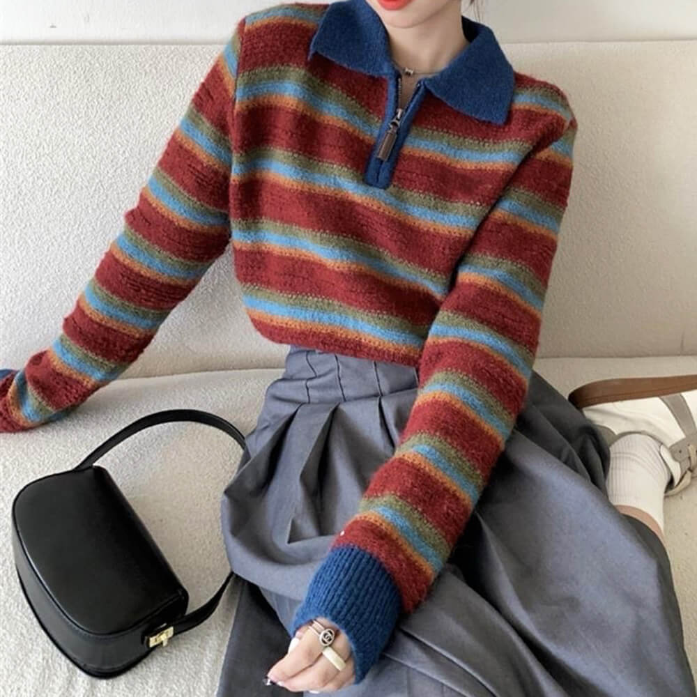 Cute Everyday Outfits, Outfit Inspo Casual Primary Colors Cropped Knit Sweater Cute Everyday Outfits, Outfit Inspo Casual Primary Colors Cropped Knit Sweater