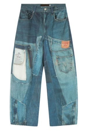 Cute Everyday Outfits, Outfit Inspo Casual Printed Panel Look Baggy Denim Pants