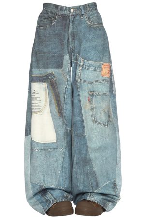 Cute Everyday Outfits, Outfit Inspo Casual Printed Panel Look Baggy Denim Pants