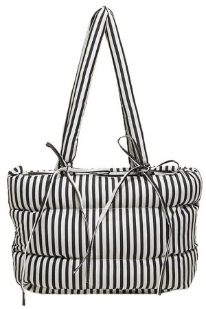 Cute Everyday Outfits, Outfit Inspo Casual Puffer Striped Shoulder Bag