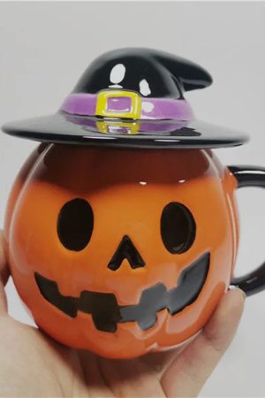 Cute Everyday Outfits, Outfit Inspo Casual Pumpkin in Witch Hat Ceramic Mug