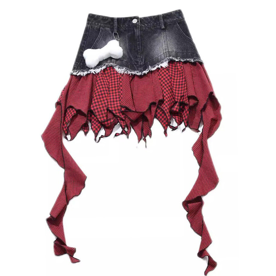 Cute Everyday Outfits, Outfit Inspo Casual Punk Rock Layered Patchwork Skirt