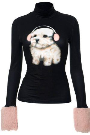 Cute Everyday Outfits, Outfit Inspo Casual Puppy Turtleneck Jumper & Mini Skirt Co-Ord