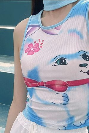 Cute Everyday Outfits, Outfit Inspo Casual Puppy Y2K Aesthetic Tank Top
