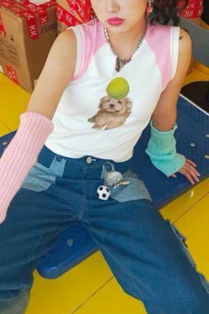 Cute Everyday Outfits, Outfit Inspo Casual Puppy Y2K Tank Top