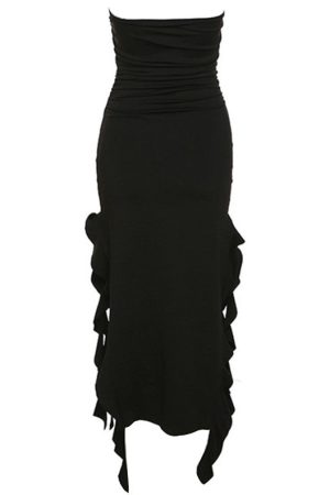 Cute Everyday Outfits, Outfit Inspo Casual Pure Flirting Ruffle Split Dress