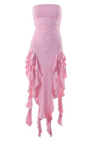 Cute Everyday Outfits, Outfit Inspo Casual Pure Flirting Ruffle Split Dress