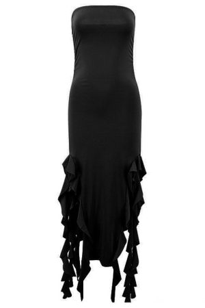 Cute Everyday Outfits, Outfit Inspo Casual Pure Flirting Ruffle Split Dress