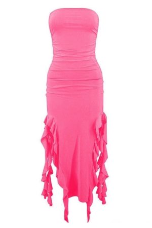 Cute Everyday Outfits, Outfit Inspo Casual Pure Flirting Ruffle Split Dress