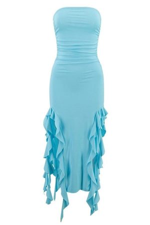 Cute Everyday Outfits, Outfit Inspo Casual Pure Flirting Ruffle Split Dress