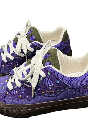 Cute Everyday Outfits, Outfit Inspo Casual Purple Star Skater Sneakers