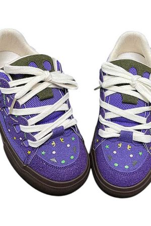 Cute Everyday Outfits, Outfit Inspo Casual Purple Star Skater Sneakers