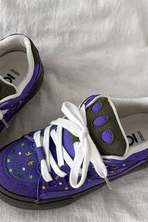 Cute Everyday Outfits, Outfit Inspo Casual Purple Star Skater Sneakers
