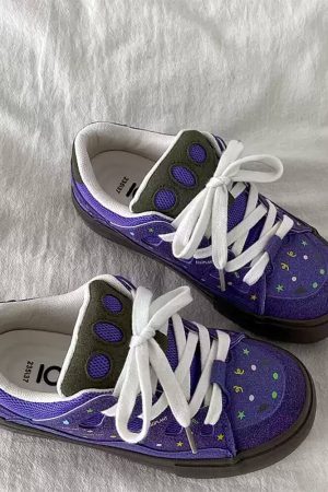 Cute Everyday Outfits, Outfit Inspo Casual Purple Star Skater Sneakers