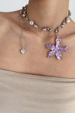 Cute Everyday Outfits, Outfit Inspo Casual Purple Tropical Flower Choker