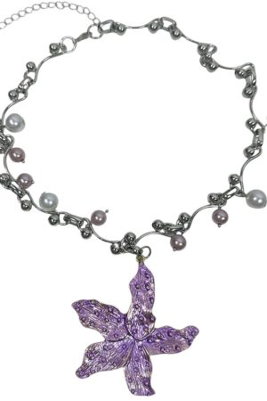 Cute Everyday Outfits, Outfit Inspo Casual Purple Tropical Flower Choker