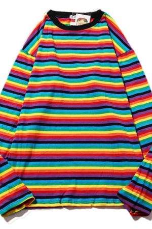 Cute Everyday Outfits, Outfit Inspo Casual Rainbow Extra Long Sleeve Tee