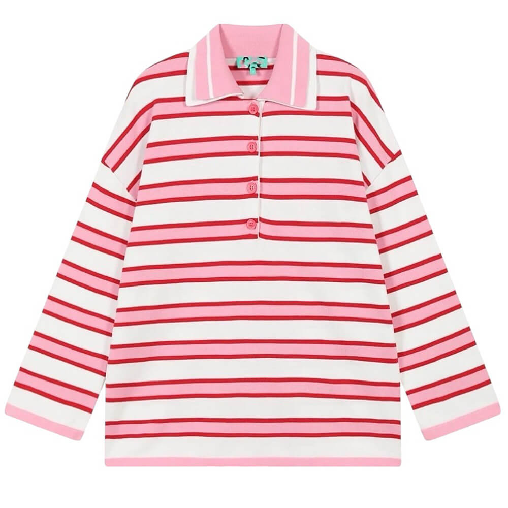 Cute Everyday Outfits, Outfit Inspo Casual Raspberry Ice Cream Stripe Oversized Polo Cute Everyday Outfits, Outfit Inspo Casual Raspberry Ice Cream Stripe Oversized Polo