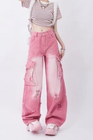 Cute Everyday Outfits, Outfit Inspo Casual Rebel Cargo Jeans in Pink