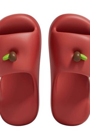 Cute Everyday Outfits, Outfit Inspo Casual Red Apple Core Slippers