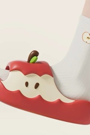 Cute Everyday Outfits, Outfit Inspo Casual Red Apple Core Slippers