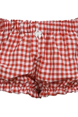 Cute Everyday Outfits, Outfit Inspo Casual Red Gingham Picnic Shorts